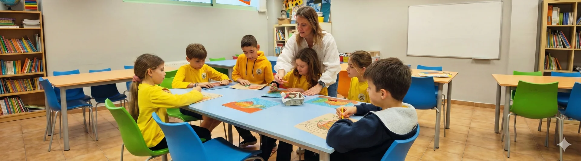 Primary students participating in school activities