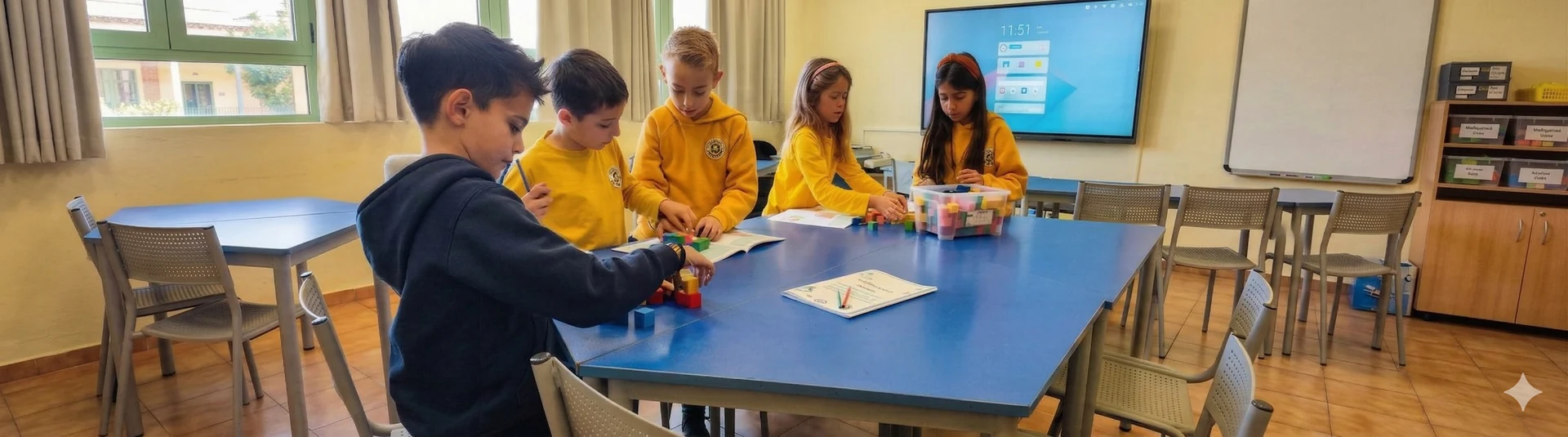 Primary students in collaborative school activity